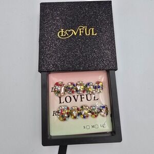 LOVFUL Colorful Rhinestone Press On Nails Square‎ Short Size Large Women's